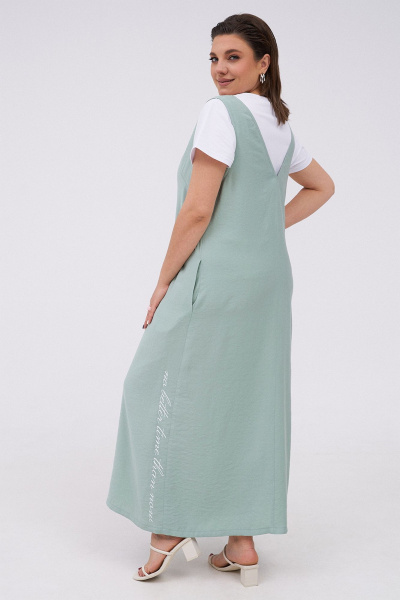 Комплект сарафан и футболка из текстиля для летнего образа KaVaRi 8031.1 мята - фото 2