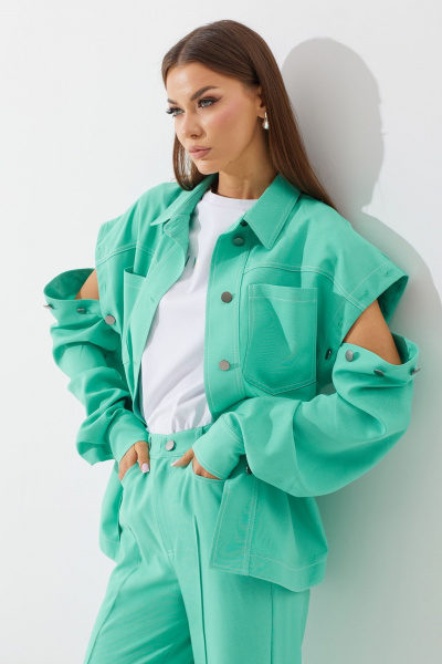 Костюм 2-ка из джинса с оверсайз жакетом и брюками N.O.W. 1262-1 - фото 2