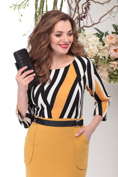 Платье Michel chic 911 горчица - фото 4