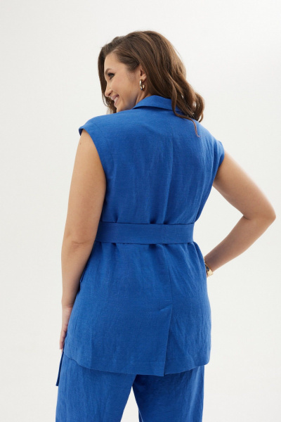 Леняной костюм 2-ка с жилетом и брюками прямого кроя MALI 724-039 - фото 12