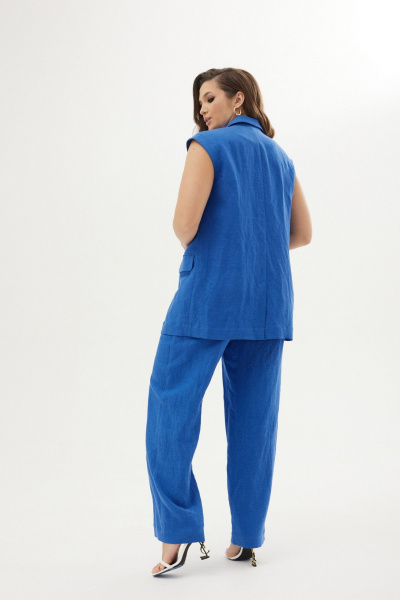 Леняной костюм 2-ка с жилетом и брюками прямого кроя MALI 724-039 - фото 7