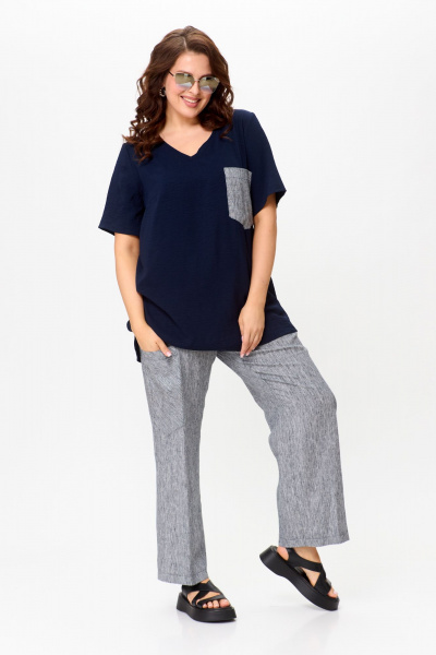 Брюки, футболка OVERYOU М103/1 сине-белый - фото 1