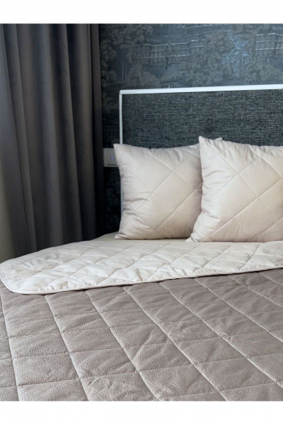 Покрывало домашний стиль бежевое из полиэстера Файбертек П.160х210.ПЭ.Duo - фото 1