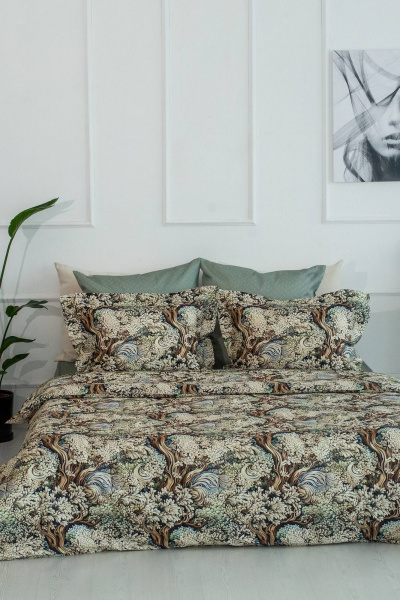 Комплект постельного белья хлопковый с принтом в стиле барокко Listelle 2614904 - фото 5