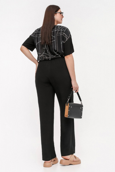 Женские летние брюки из штапеля с высокой посадкой La rouge 8058 черный - фото 3