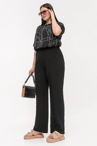 Женские летние брюки из штапеля с высокой посадкой La rouge 8058 черный - фото 2