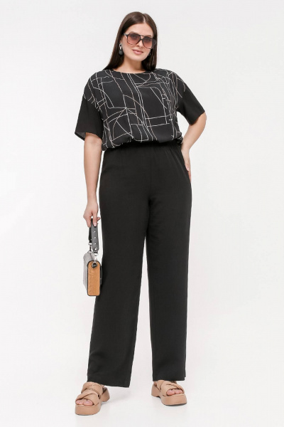 Женские летние брюки из штапеля с высокой посадкой La rouge 8058 черный - фото 1