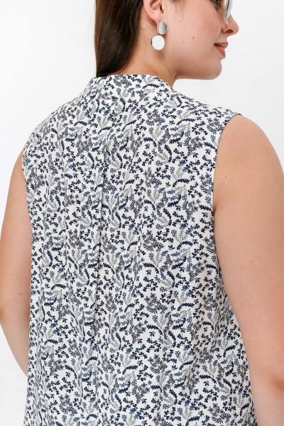 Летняя блузка из набивного штапеля с коротким рукавом La rouge 6271 белый-(веточки) - фото 6