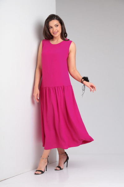 Летнее свободное платье из крешированной вискозы AXXA 55205 - фото 7