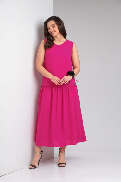 Летнее свободное платье из крешированной вискозы AXXA 55205 - фото 6