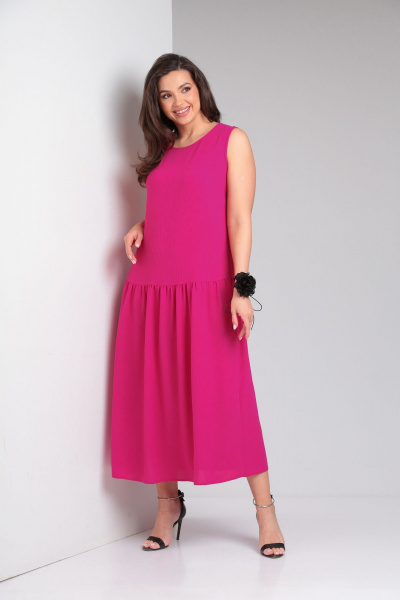 Летнее свободное платье из крешированной вискозы AXXA 55205 - фото 5