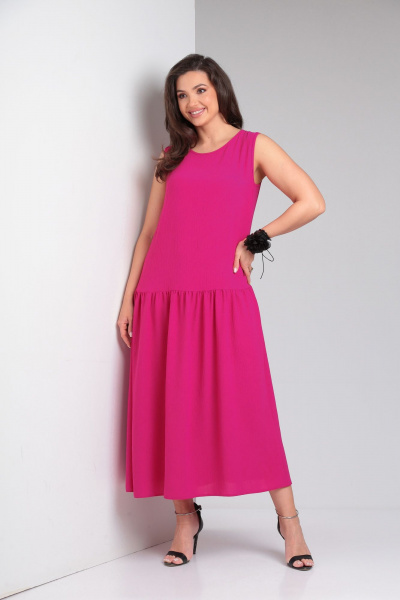 Летнее свободное платье из крешированной вискозы AXXA 55205 - фото 4