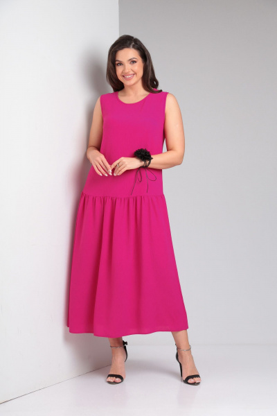 Летнее свободное платье из крешированной вискозы AXXA 55205 - фото 1