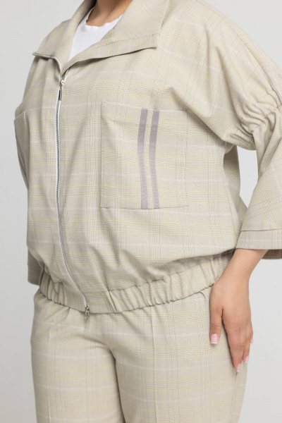 Демисезонный спорт-шик костюм бомбер и брюки из вискозы Avila 0960 светло-бежевый - фото 7