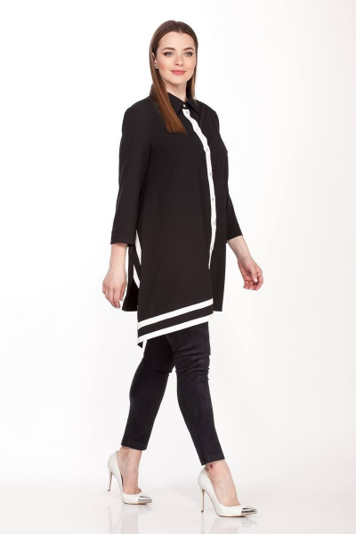 Стильный комплект из текстиля: асимметричная блузка и легинсы Belinga 2089 черный - фото 3