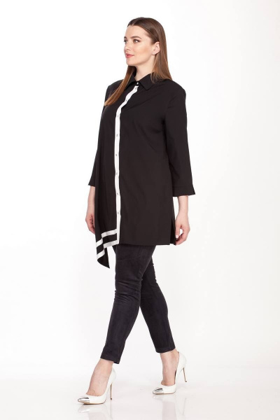 Блуза черная асимметричная из тонкой ткани с разрезами Belinga 5061 черный - фото 3