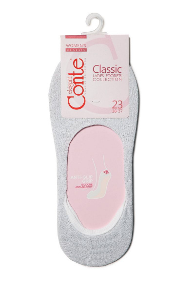 Подследники хлопковые с люрексом и антискользящим покрытием CONTE CONTE_CLASSIC_(люрекс) светло-серый - фото 3