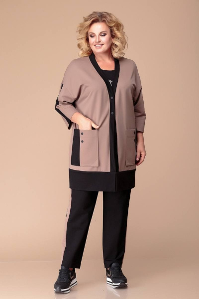 Платье Нарядное с объемными бочками и шлицей на спинке Romanovich Style 3-1882 кофе/черный - фото 1