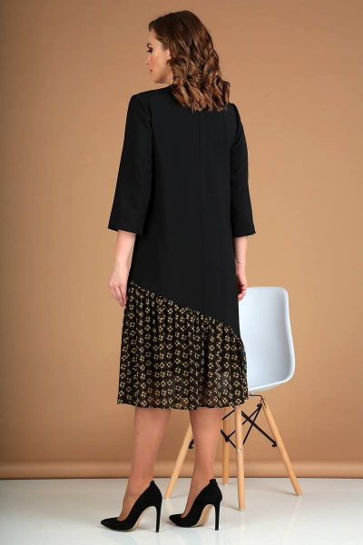 Платье демисезонное нарядное из тканей с асимметричным низом Liona Style 756 черный - фото 3