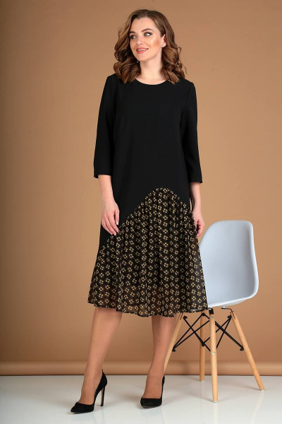 Платье демисезонное нарядное из тканей с асимметричным низом Liona Style 756 черный - фото 2