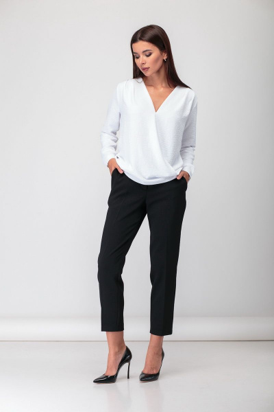 Двухпредметный костюм из текстиля с складками БАГРЯНИЦА 3055 белый - фото 2