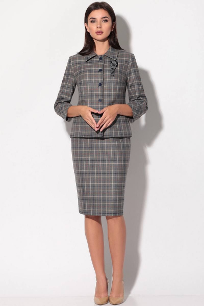 Жакет, юбка LeNata 21091 темно-серый-в-клетку - фото 1