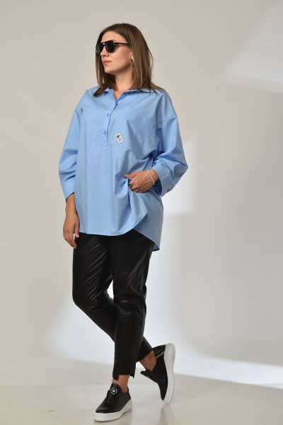 Рубашка GRATTO 2020 голубой - фото 4