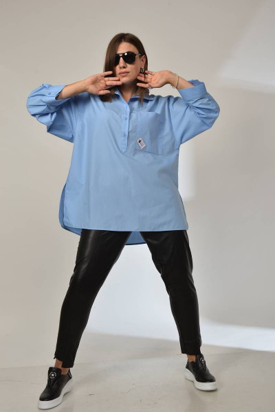 Рубашка GRATTO 2020 голубой - фото 3
