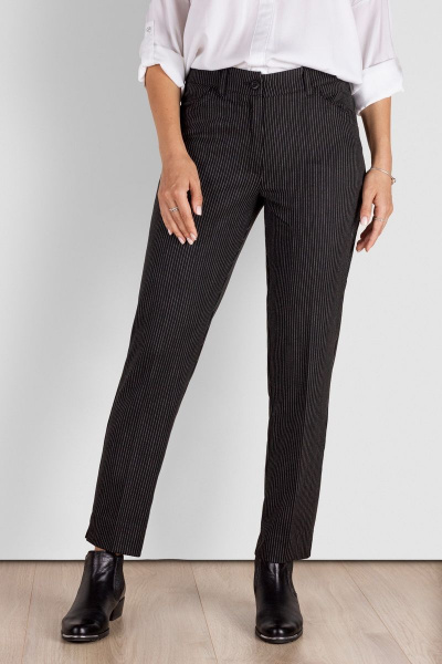 Черные классические брюки 7/8 с карманами и резинкой Mirolia 791-К черный_полоска - фото 4