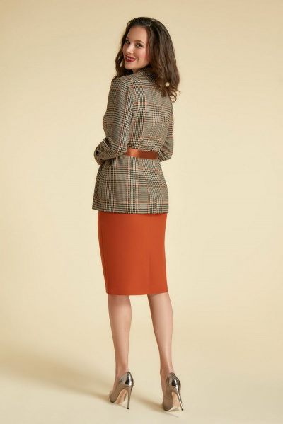 Жакет, юбка Магия моды 1792 клетка+терракот - фото 2