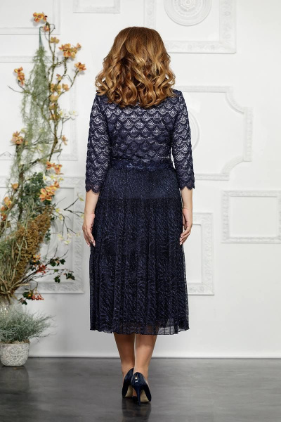 Нарядное платье с кружевом и юбкой с воланами из легкой ткани Mira Fashion 4846 - фото 2