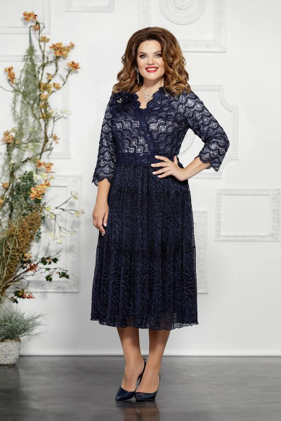 Нарядное платье с кружевом и юбкой с воланами из легкой ткани Mira Fashion 4846 - фото 1