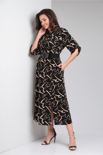 Платье Rishelie 953 черный-бежевый - фото 8