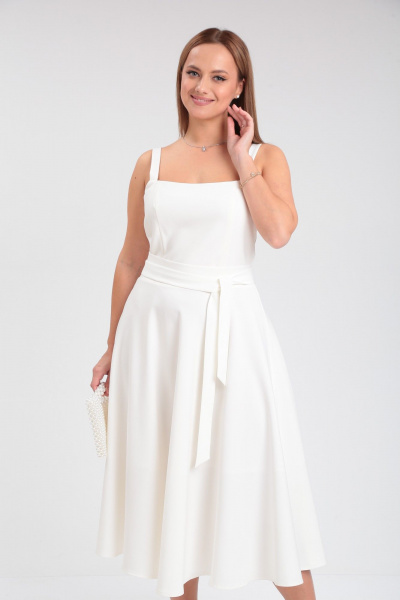 Нарядный комплект жакет и сарафан из текстиля T&N 7522 белый_молочный - фото 9