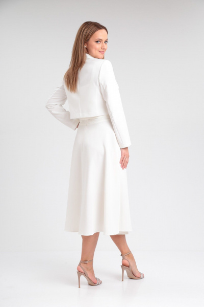 Нарядный комплект жакет и сарафан из текстиля T&N 7522 белый_молочный - фото 7