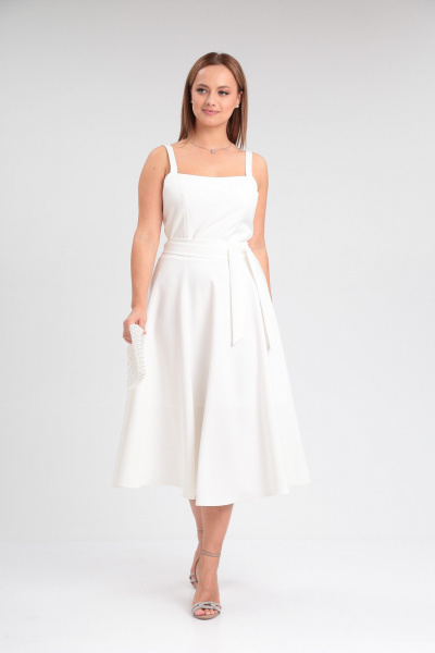 Нарядный комплект жакет и сарафан из текстиля T&N 7522 белый_молочный - фото 8