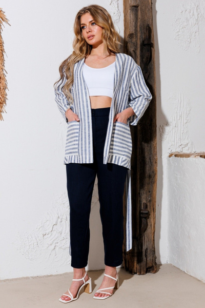 Летний костюм из льна с жакетом и зауженными брюками Faufilure C1349 - фото 2