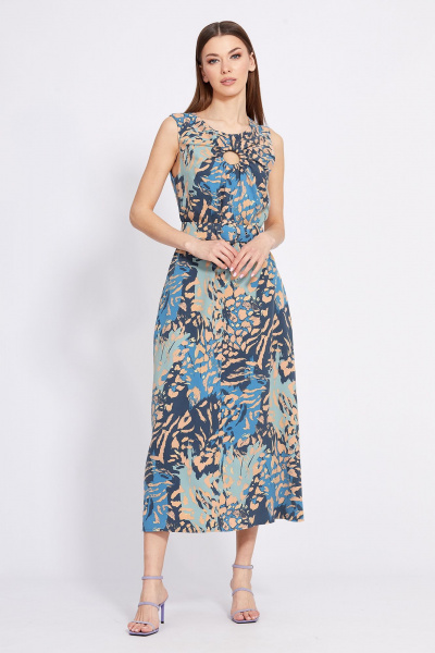 Летнее миди платье из плательной ткани с принтом EOLA 2626 мультицвет - фото 4