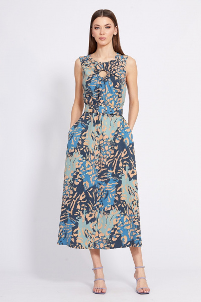 Летнее миди платье из плательной ткани с принтом EOLA 2626 мультицвет - фото 3