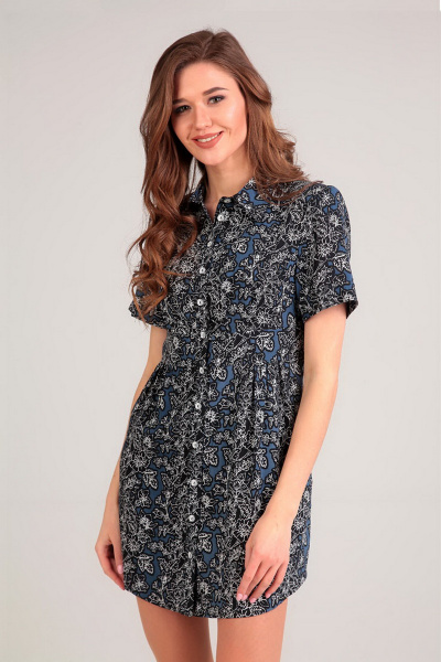 Летняя блуза из вискозы с поперечными линиями и разрезами Таир-Гранд 6272 кружево - фото 1