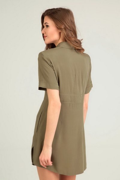 Летняя блуза из вискозы с карманами и отделкой Таир-Гранд 6272 хаки - фото 2
