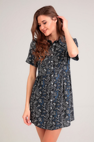 Летняя блуза из вискозы с поперечными линиями и разрезами Таир-Гранд 6272 кружево - фото 2