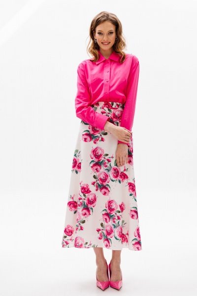 Розовая оверсайз блуза из плательно-блузочной ткани EOLA 2631.1 малина - фото 9