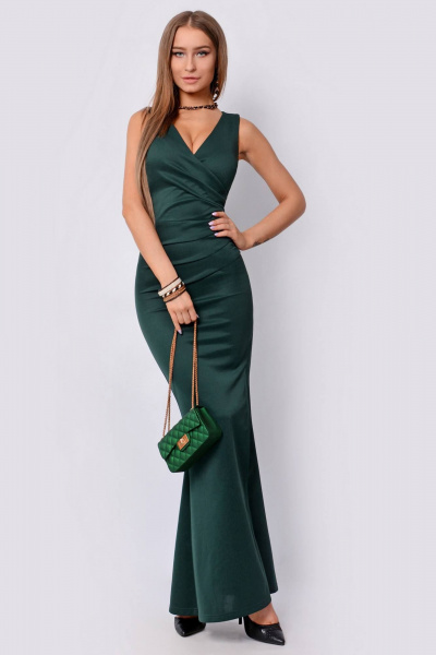 Платье макси с глубоким вырезом на запах женское вечернее Patriciа NY14817 зеленый - фото 1