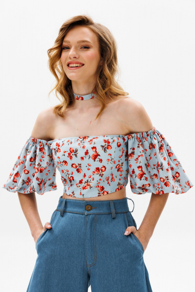 Блуза EOLA 2650.1 голубой_принт - фото 13