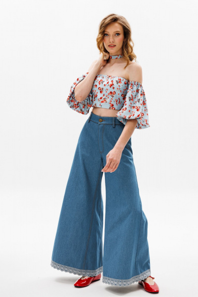 Блуза EOLA 2650.1 голубой_принт - фото 9