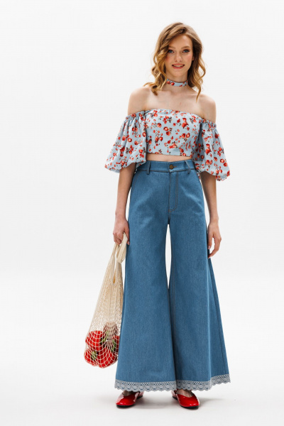 Блуза EOLA 2650.1 голубой_принт - фото 7