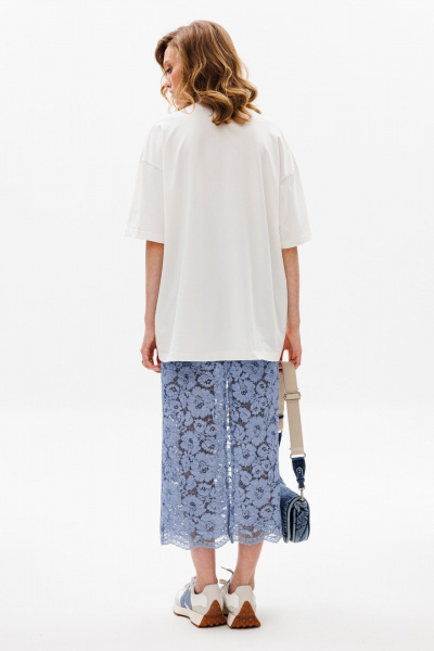 Гипюровая миди юбка с фестонами и петлями EOLA 2647 джинсовый - фото 10