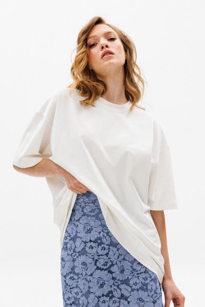 Гипюровая миди юбка с фестонами и петлями EOLA 2647 джинсовый - фото 9