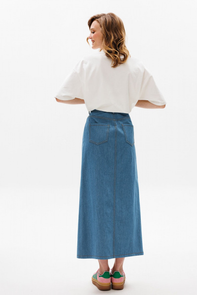 Белая футболка крупного трикотажа oversize EOLA 2645 молочный - фото 4